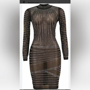 XlAwen Yuan SHEER MESH LONG SLEEVE DRESS PARTY CLUB NIGHT.(NEW WITHOUT TAGS).